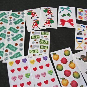 Mrs. Grossman&CM  Stickers, Crayons, Dollar Bills, Santa, Ornaments, Hearts♥